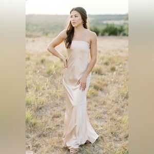 Revelry Leo Satin Bridesmaid Dress- Champagne